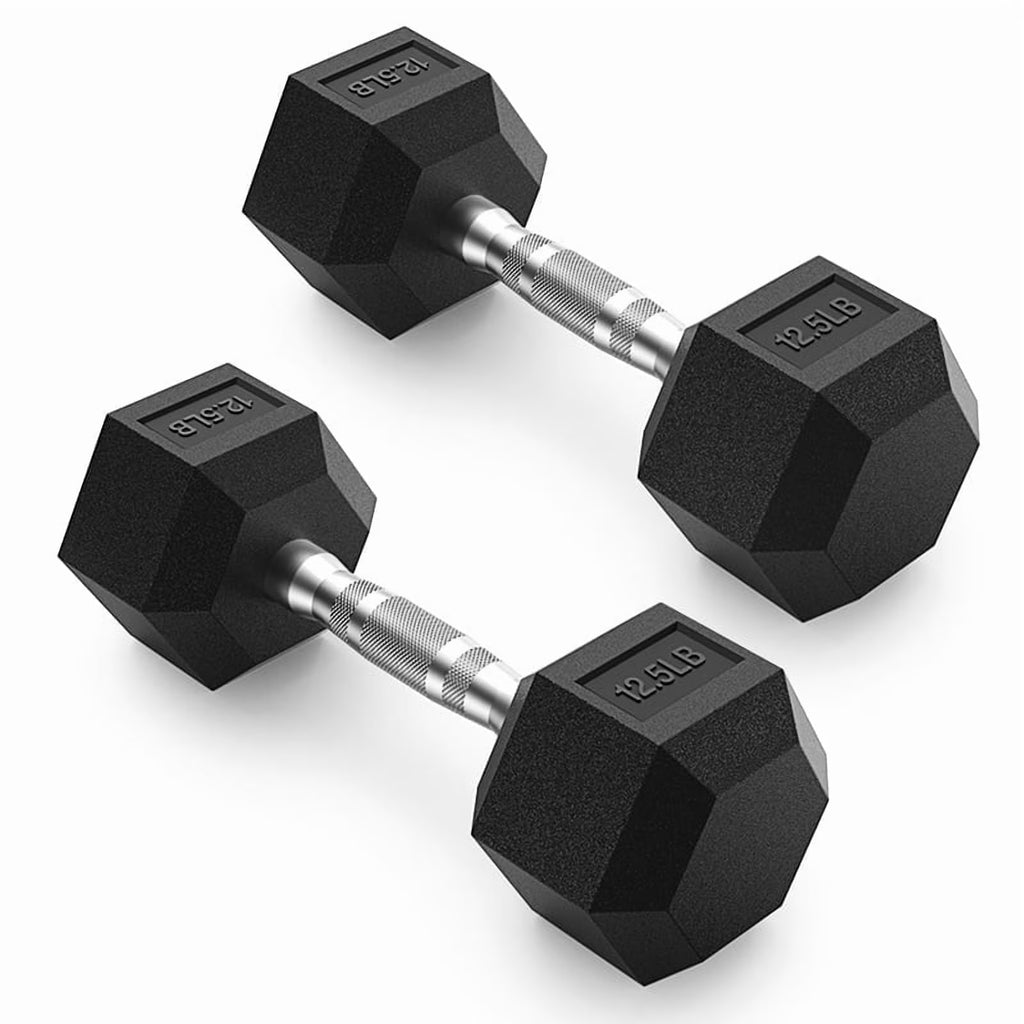 ROALW 12.5 lb Hex Dumbbell Pair, Rubber Encased Home Gym Weights