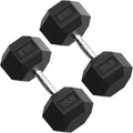 ROALW 55lb Hex Dumbbell Pair, Rubber Encased Home Gym Weights