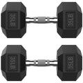 ROALW 35 lb Hex Dumbbell Pair, Rubber Encased Home Gym Weights