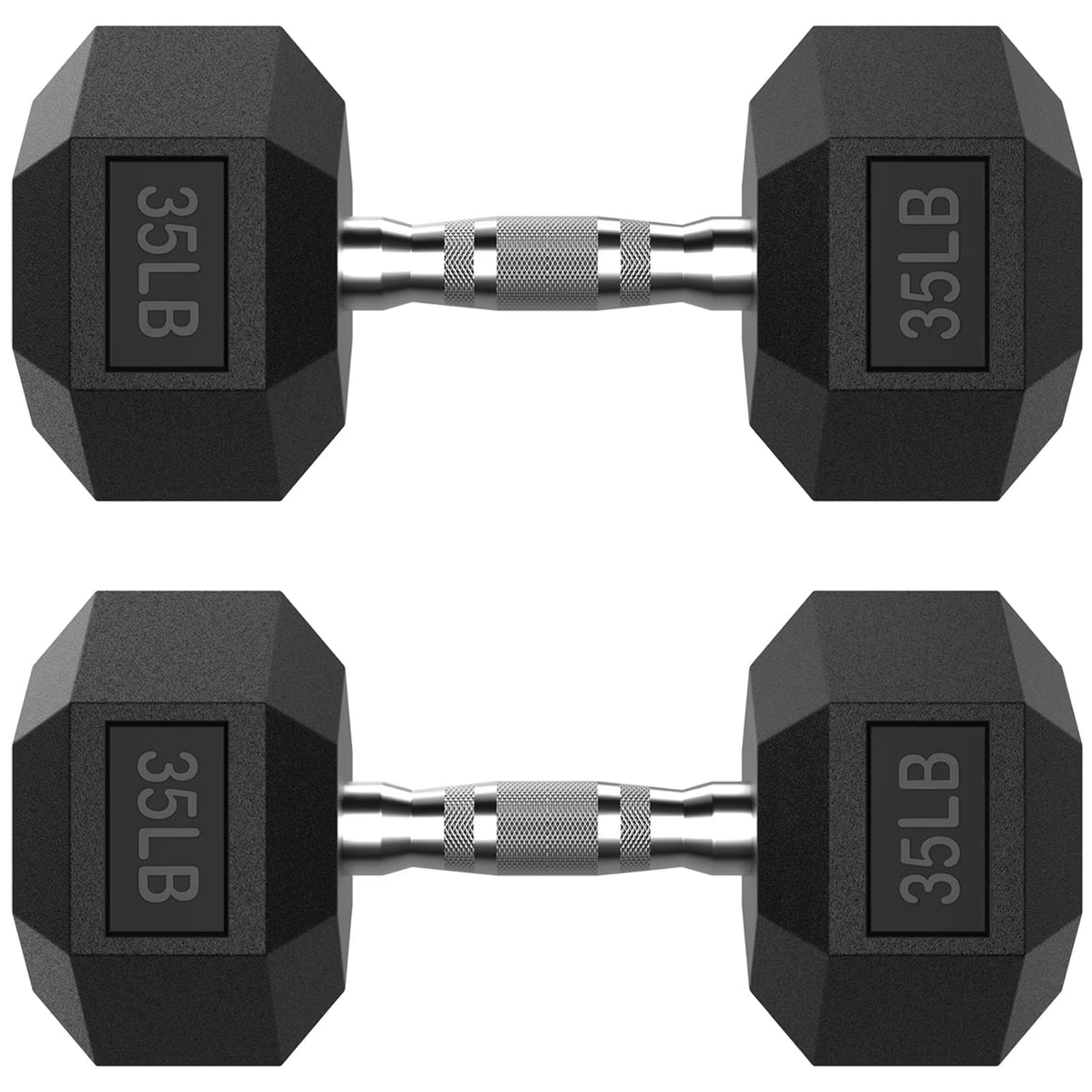 ROALW 35 lb Hex Dumbbell Pair, Rubber Encased Home Gym Weights