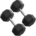 ROALW 50 lb Hex Dumbbell Pair, Rubber Encased Home Gym Weights