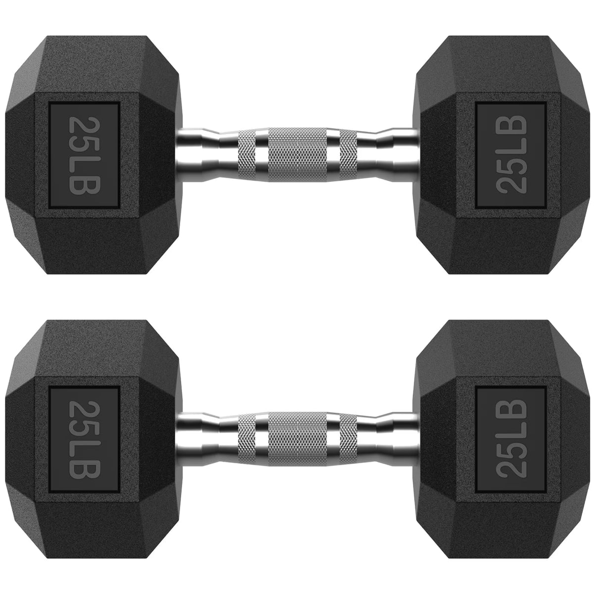 ROALW 25 lb Hex Dumbbell Pair, Rubber Encased Home Gym Weights
