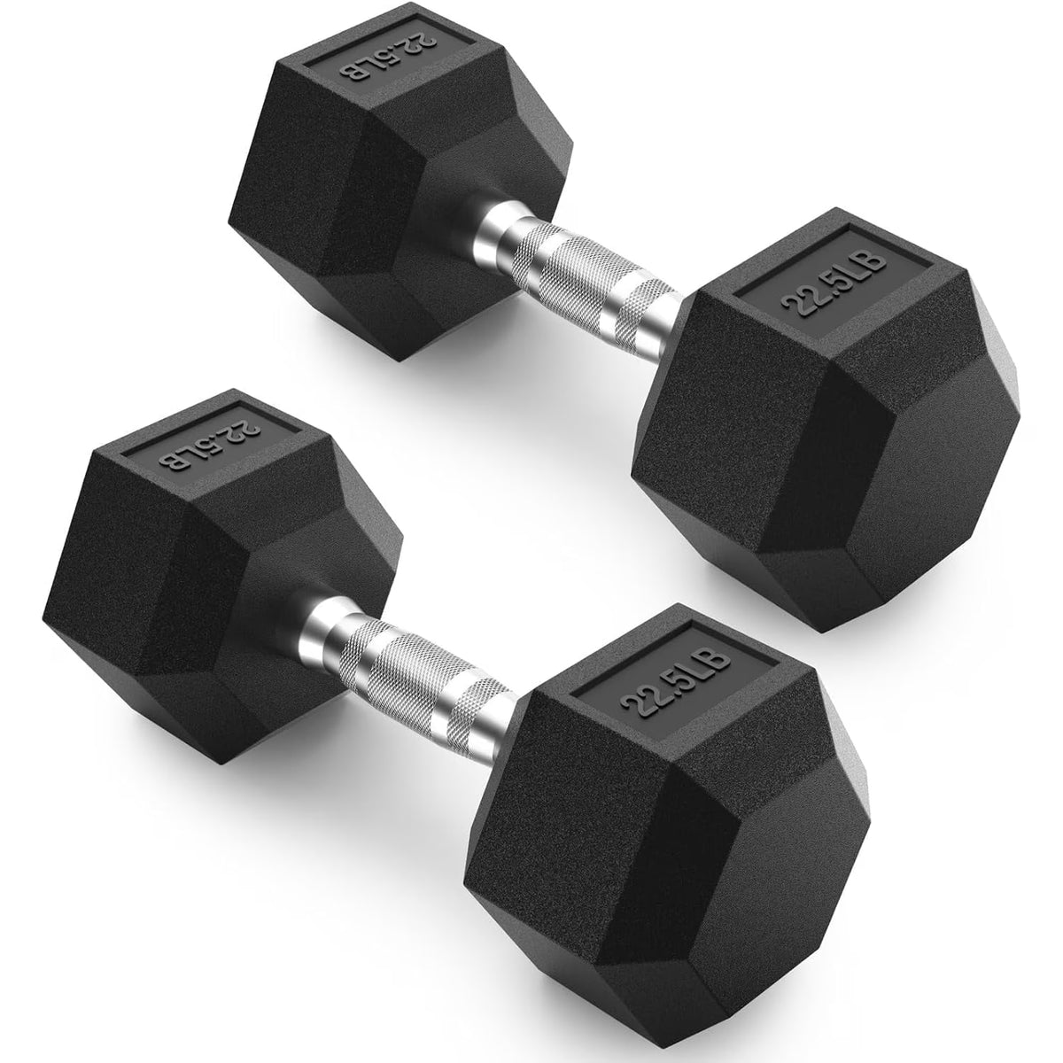 ROALW 22.5 lb Hex Dumbbell Pair, Rubber Encased Home Gym Weights