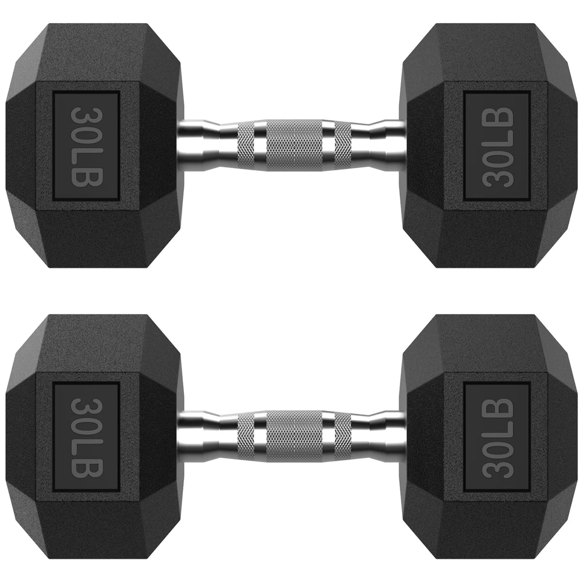 ROALW 30 lb Hex Dumbbell Pair, Rubber Encased Home Gym Weights