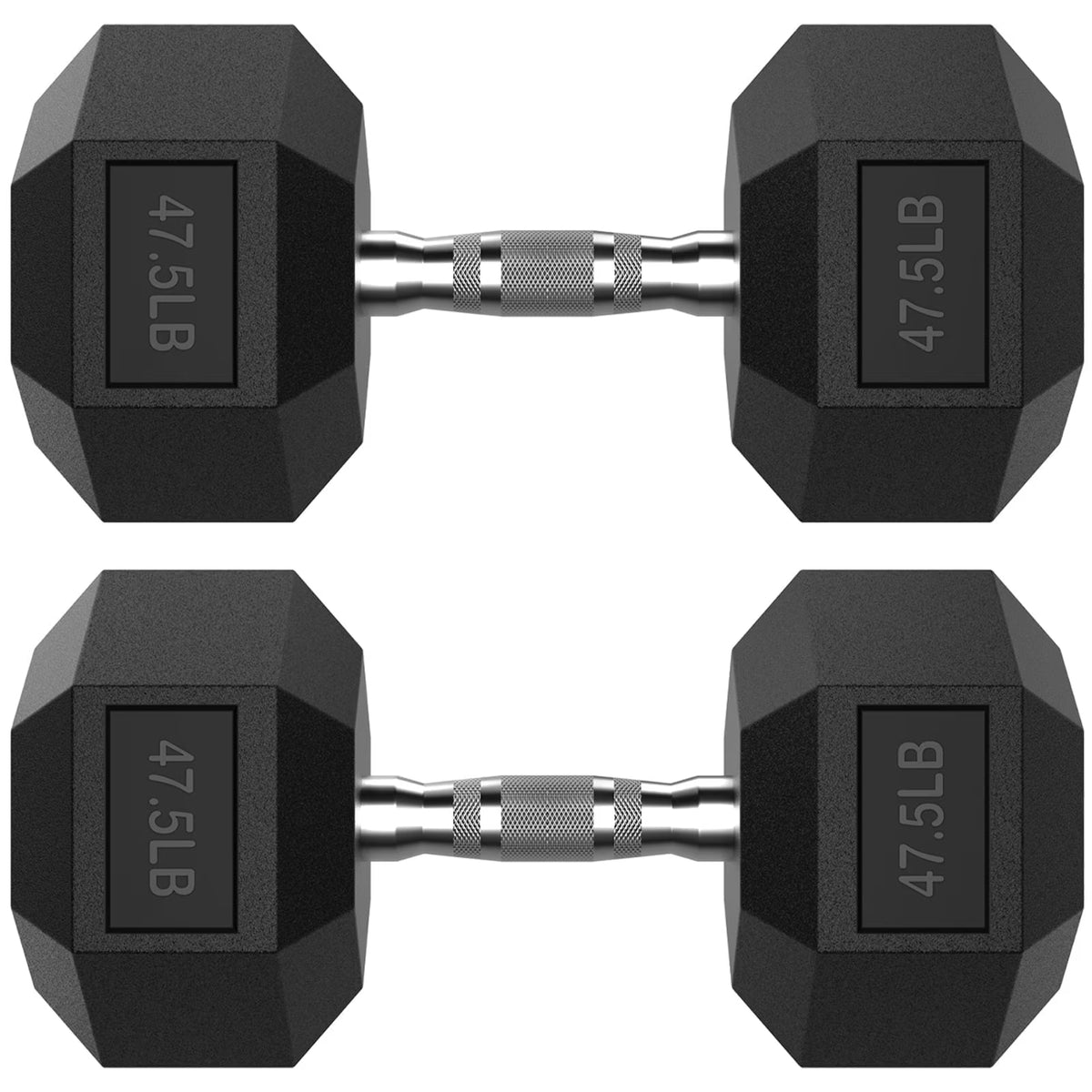 ROALW 47.5 lb Hex Dumbbell Pair, Rubber Encased Home Gym Weights