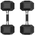ROALW 22.5 lb Hex Dumbbells Pair Odorless Rubber Coated Home Gym Weights
