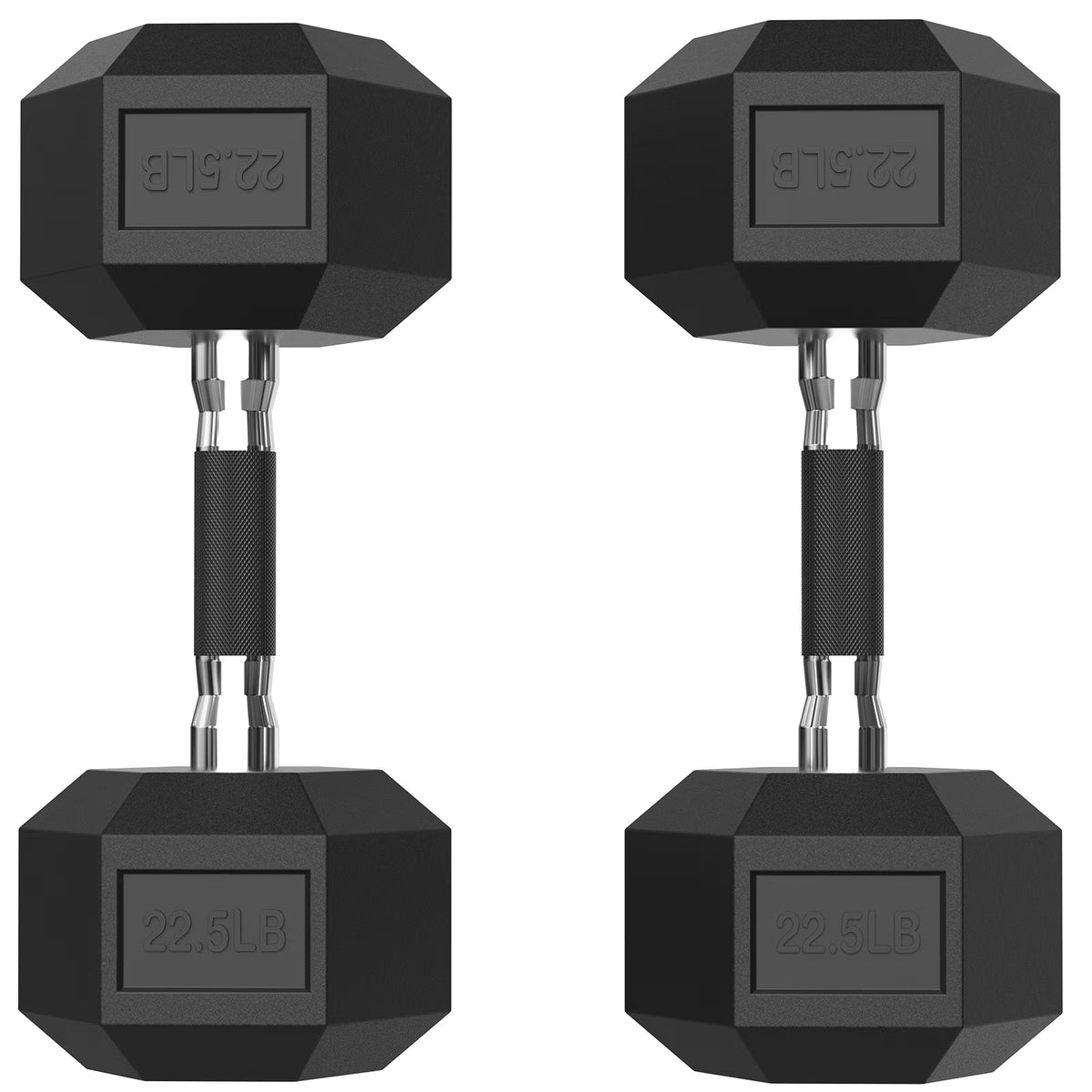 ROALW 22.5 lb Hex Dumbbells Pair Odorless Rubber Coated Home Gym Weights