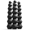ROALW 280 lb Rubber Hex Dumbbell Set, Free Weight Set with 6 Pairs (5, 10, 15, 20, 25, 30, 35 lb) Hand Weights for Strength Training, Home Gym