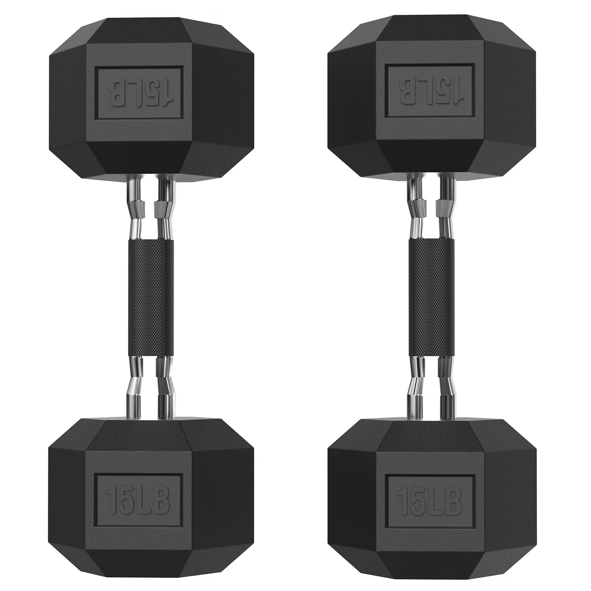ROALW 15 lb Hex Dumbbells Pair Odorless Rubber Coated Home Gym Weights
