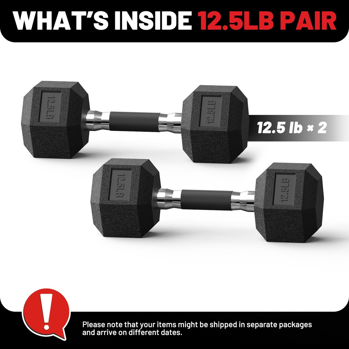 ROALW 12.5 lb Hex Dumbbells Pair Odorless Rubber Coated Home Gym Weights