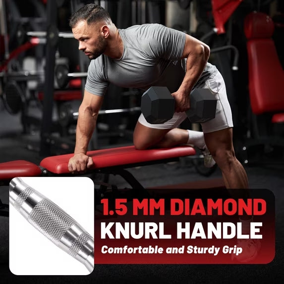ROALW 110 lb Rubber Hex Dumbbell Set, Free Weight Set with 4 Pairs (5, 10, 15, 25 lb) Hand Weights for Strength Training, Home Gym