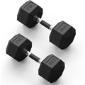 ROALW 35 lb Hex Dumbbells Pair Odorless Rubber Coated Home Gym Weights