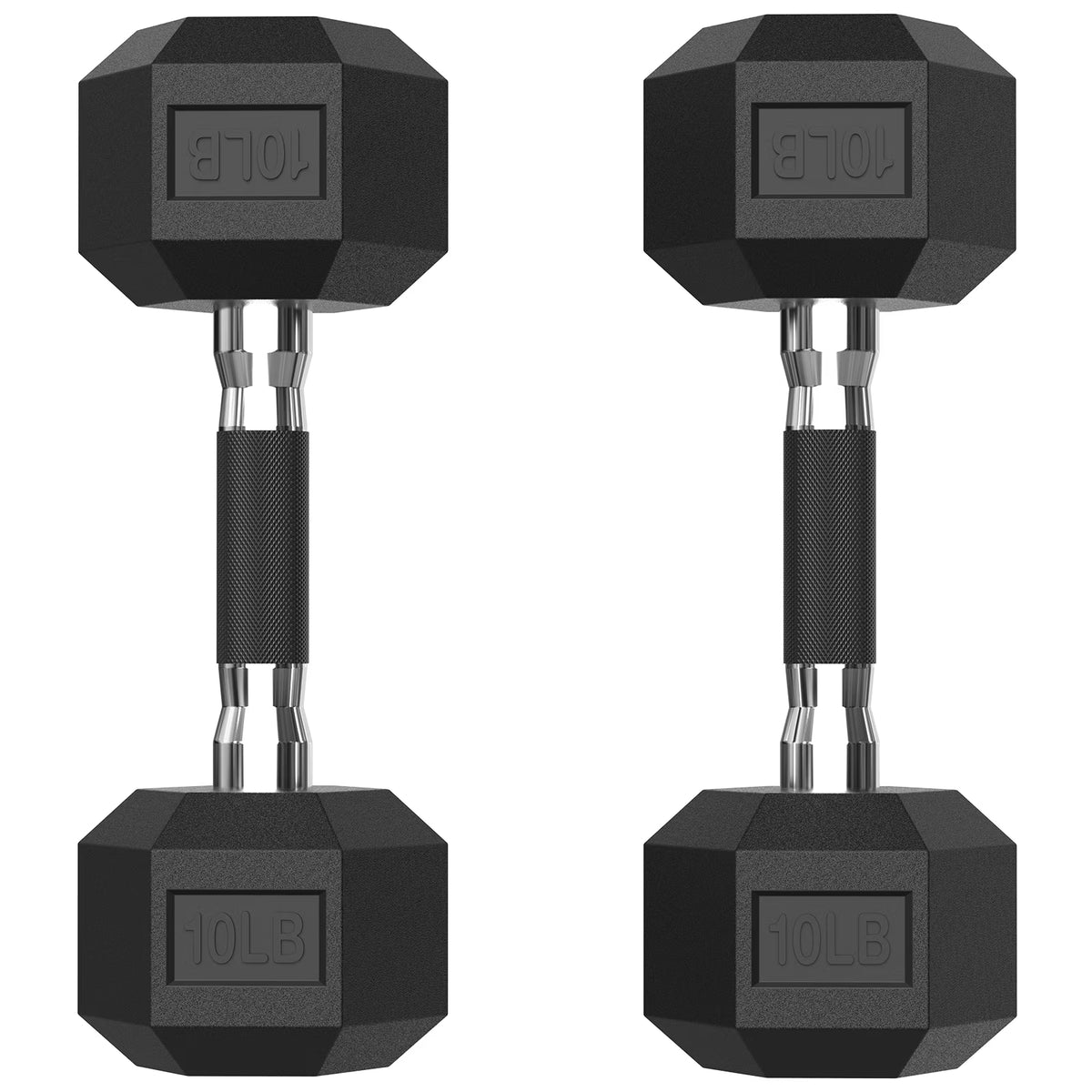 ROALW 10 lb Hex Dumbbells Pair Odorless Rubber Coated Home Gym Weights