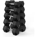 ROALW 300 lb Rubber Hex Dumbbell Set, Free Weight Set with 5 Pairs (20, 25, 30, 35, 40 lb) Hand Weights for Strength Training, Home Gym Workout