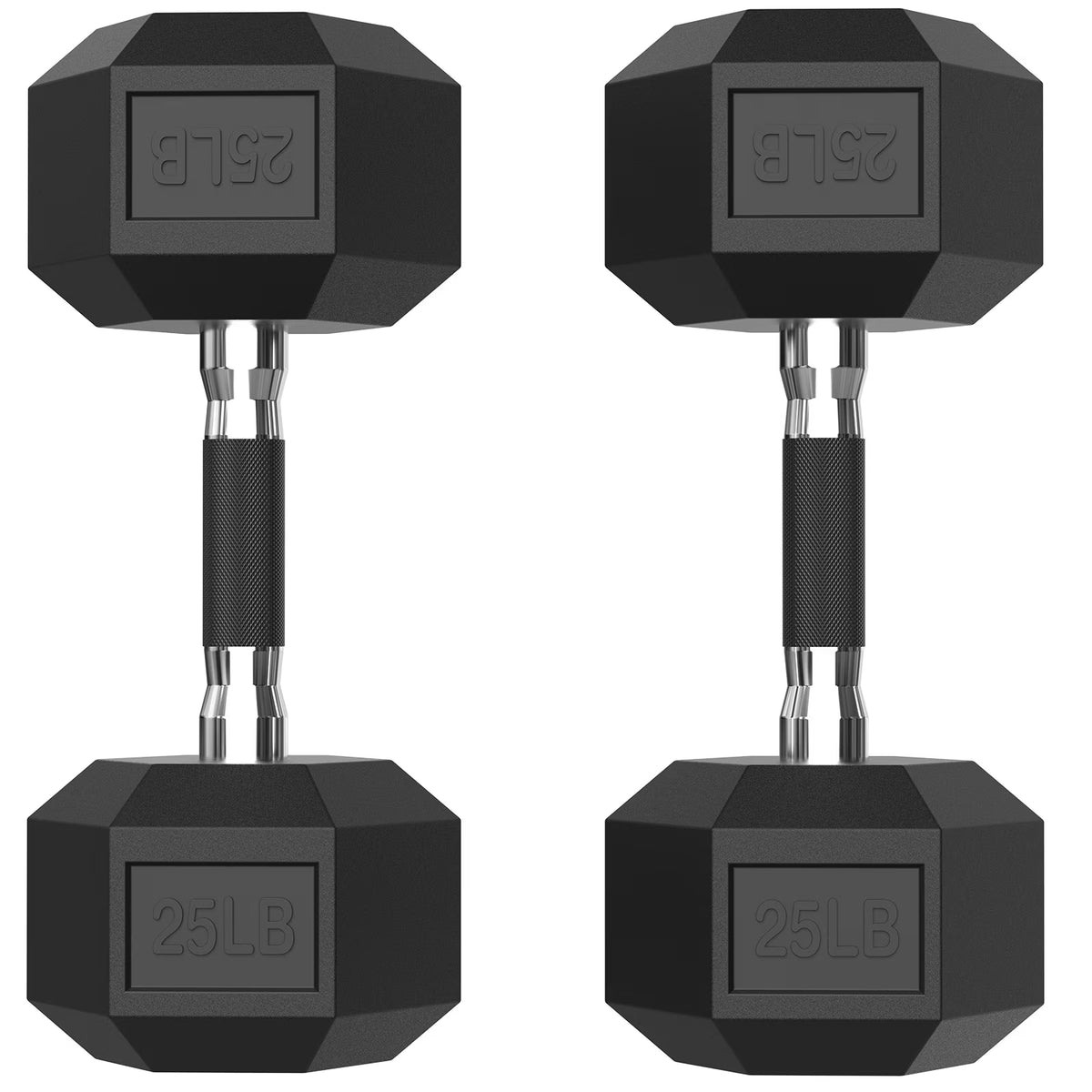 ROALW 25 lb Hex Dumbbells Pair Odorless Rubber Coated Home Gym Weights