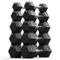 ROALW 100 LB Rubber Hex Dumbbell Set (5-15 LB Pairs), Home Gym