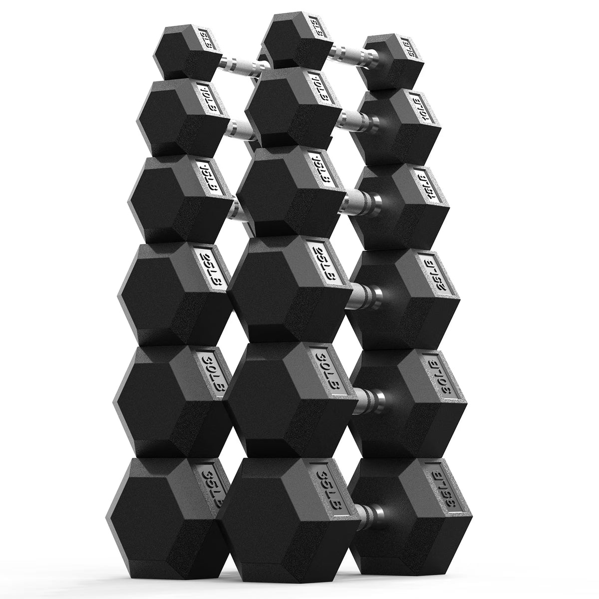 ROALW 240 lb Rubber Hex Dumbbell Weight Set (5-35 lb Pairs), Home Gym