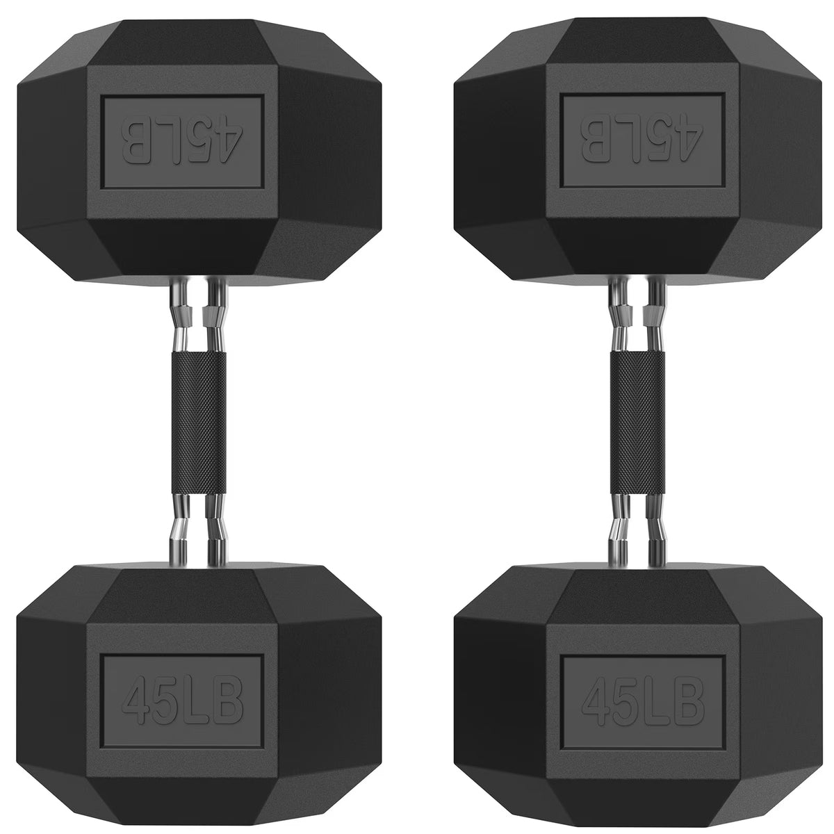ROALW 45 lb Hex Dumbbells Pair Odorless Rubber Coated Home Gym Weights