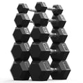 ROALW 170 LB Rubber Hex Dumbbell Set (5-30 LB Pairs), Home Gym