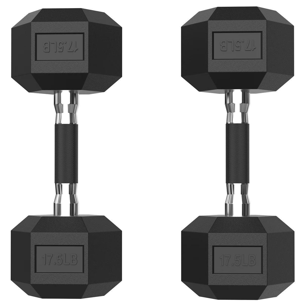 ROALW 17.5 lb Hex Dumbbells Pair Odorless Rubber Coated Home Gym Weights