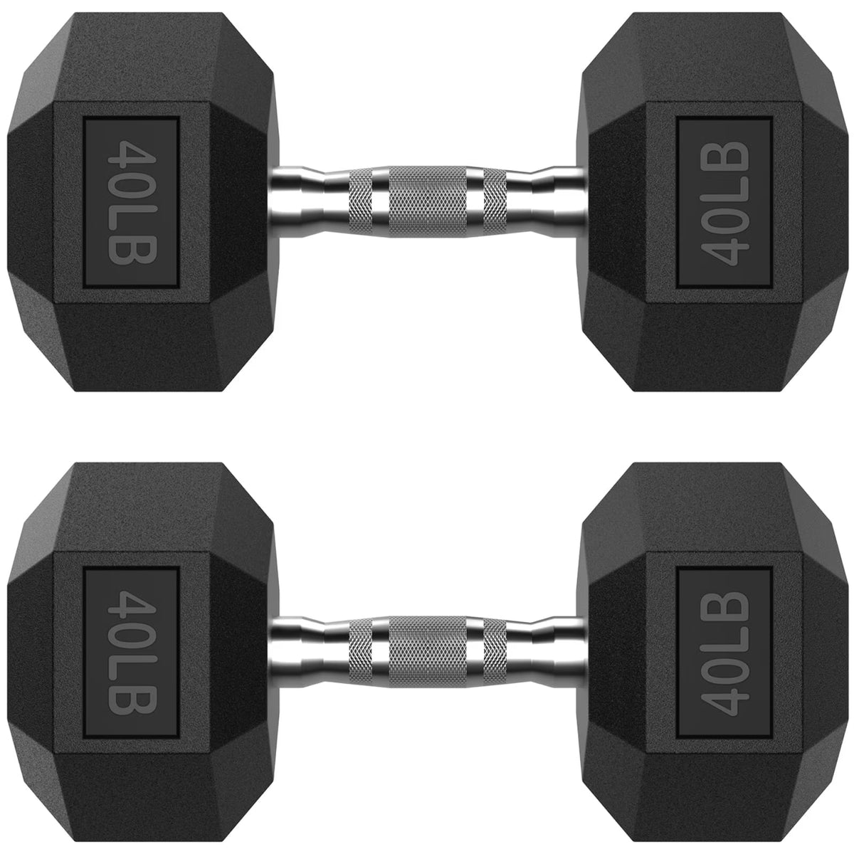 ROALW 40 lb Hex Dumbbell Pair, Rubber Encased Home Gym Weights