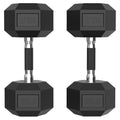 ROALW 30 lb Hex Dumbbells Pair Odorless Rubber Coated Home Gym Weights