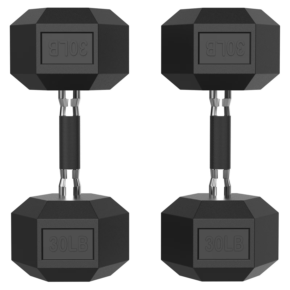 ROALW 30 lb Hex Dumbbells Pair Odorless Rubber Coated Home Gym Weights