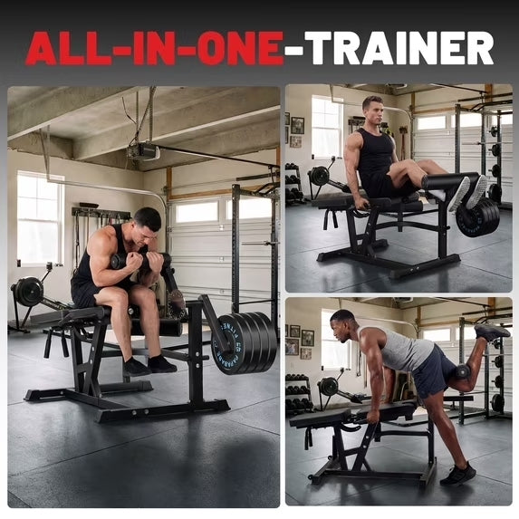 ROALW Adjustable Leg Extension & Curl Machine, 800lb, 1" & 2" Plates