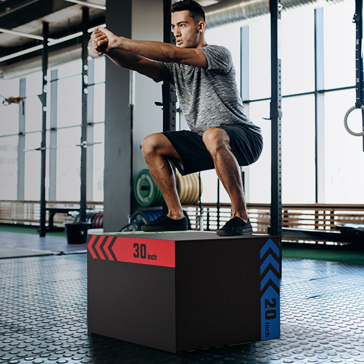 ROALW 3-in-1 Soft Plyo Jump Box, 20x24x30", 500lb Recycled Cotton, Home Gym