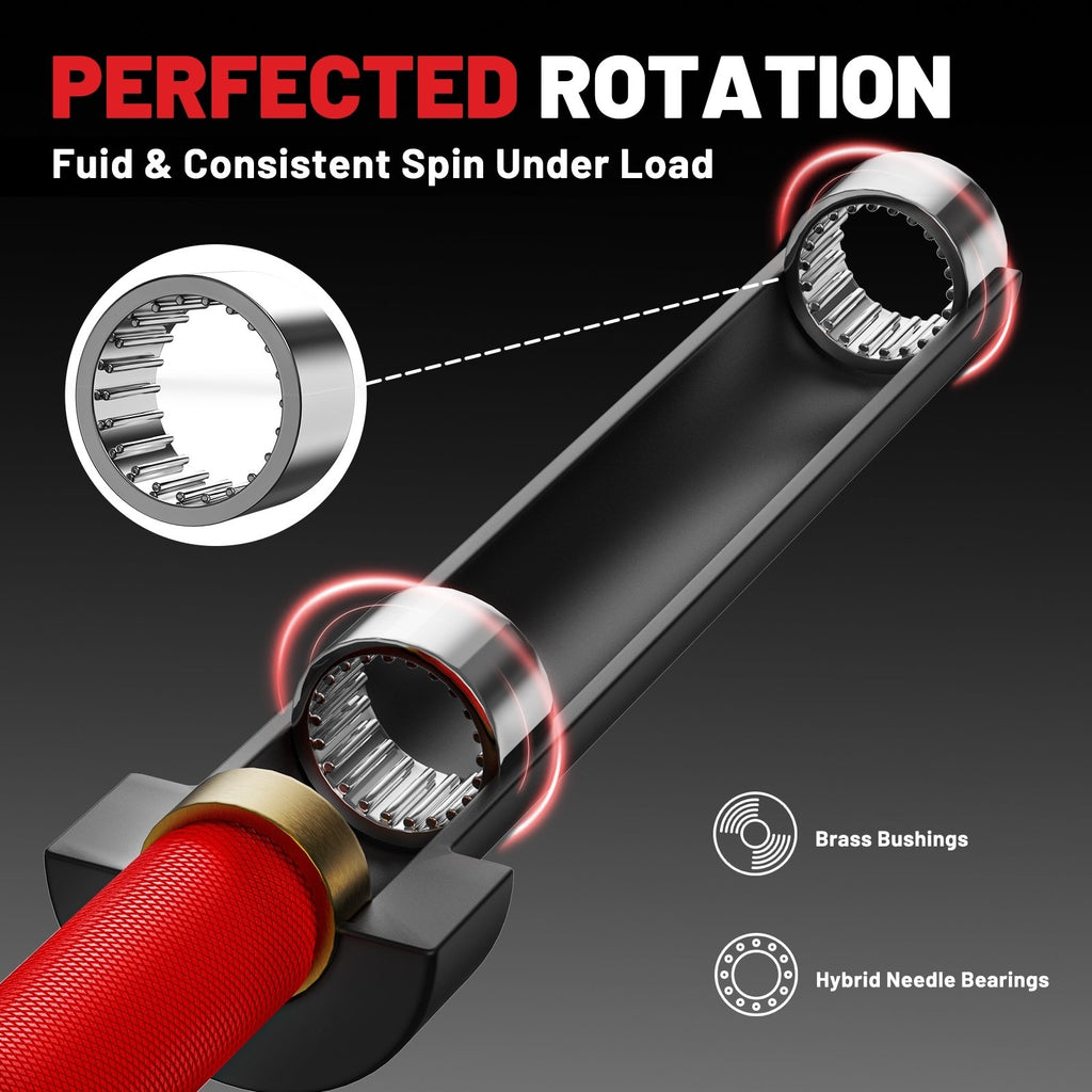 ROALW Olympic Weightlifting Bar, 1000LB Capacity 7FT 2", Red/Black