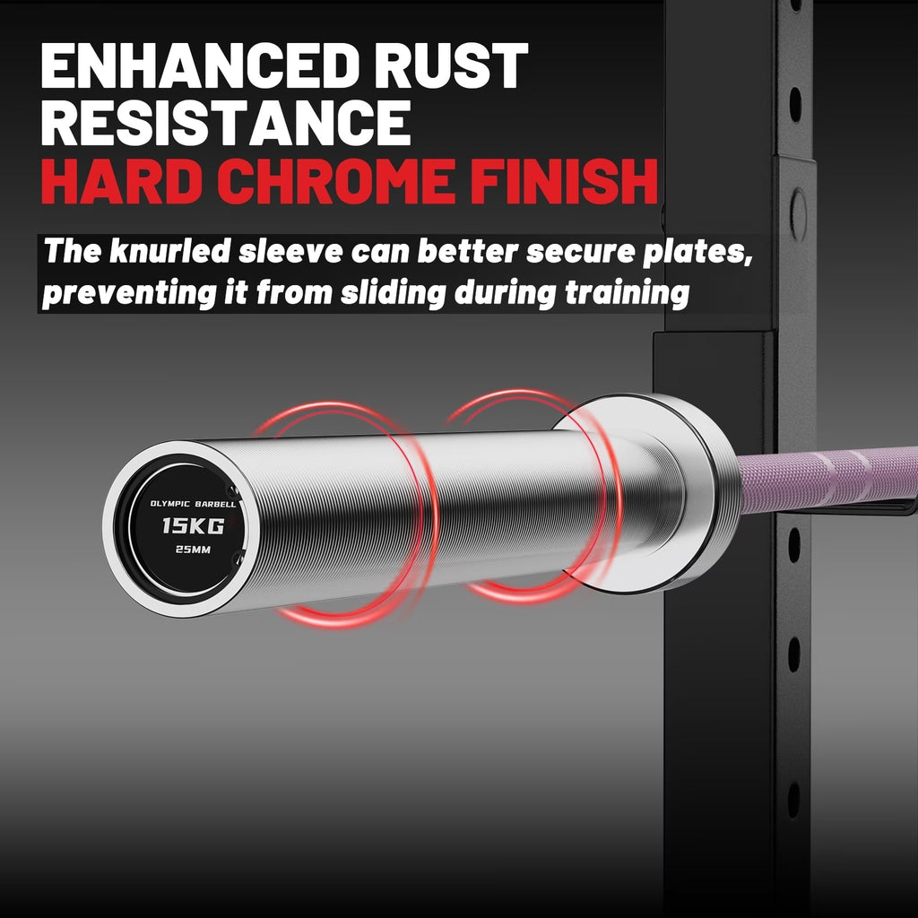 ROALW Olympic Weightlifting Bar, 1000LB Capacity 6.5FT 2", Pink/Silver