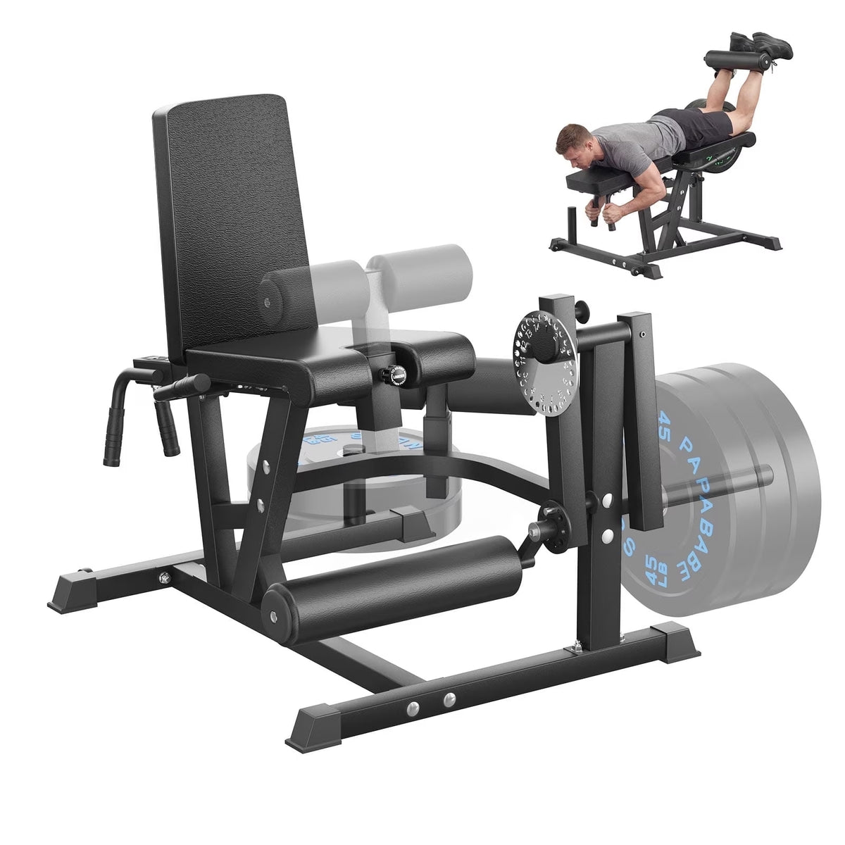 ROALW Adjustable Leg Extension & Curl Machine, 800lb, 1" & 2" Plates
