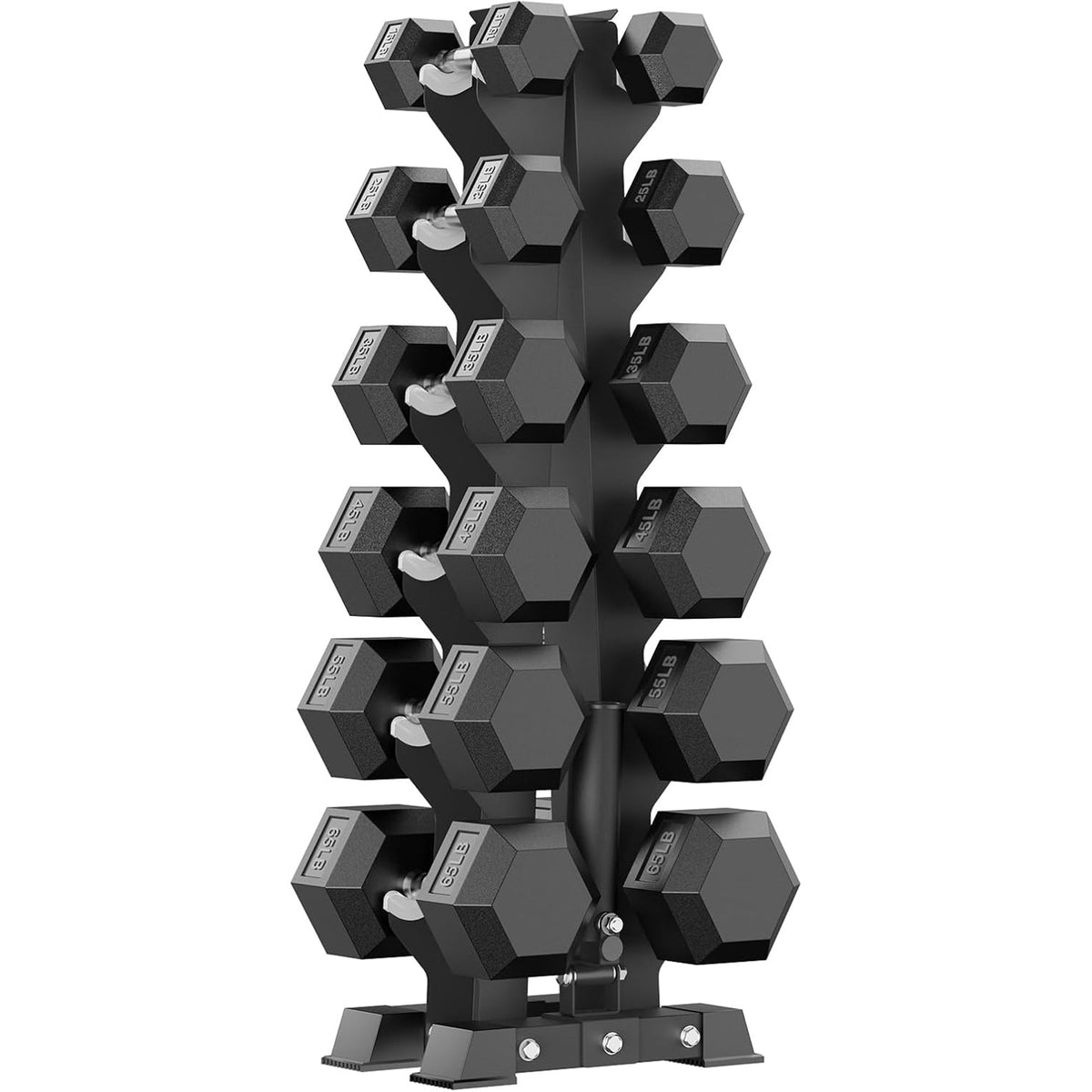 ROALW 480 lb Hex Dumbbell Set with Rack (15/25/35/45/55 /65lb), Home Gym