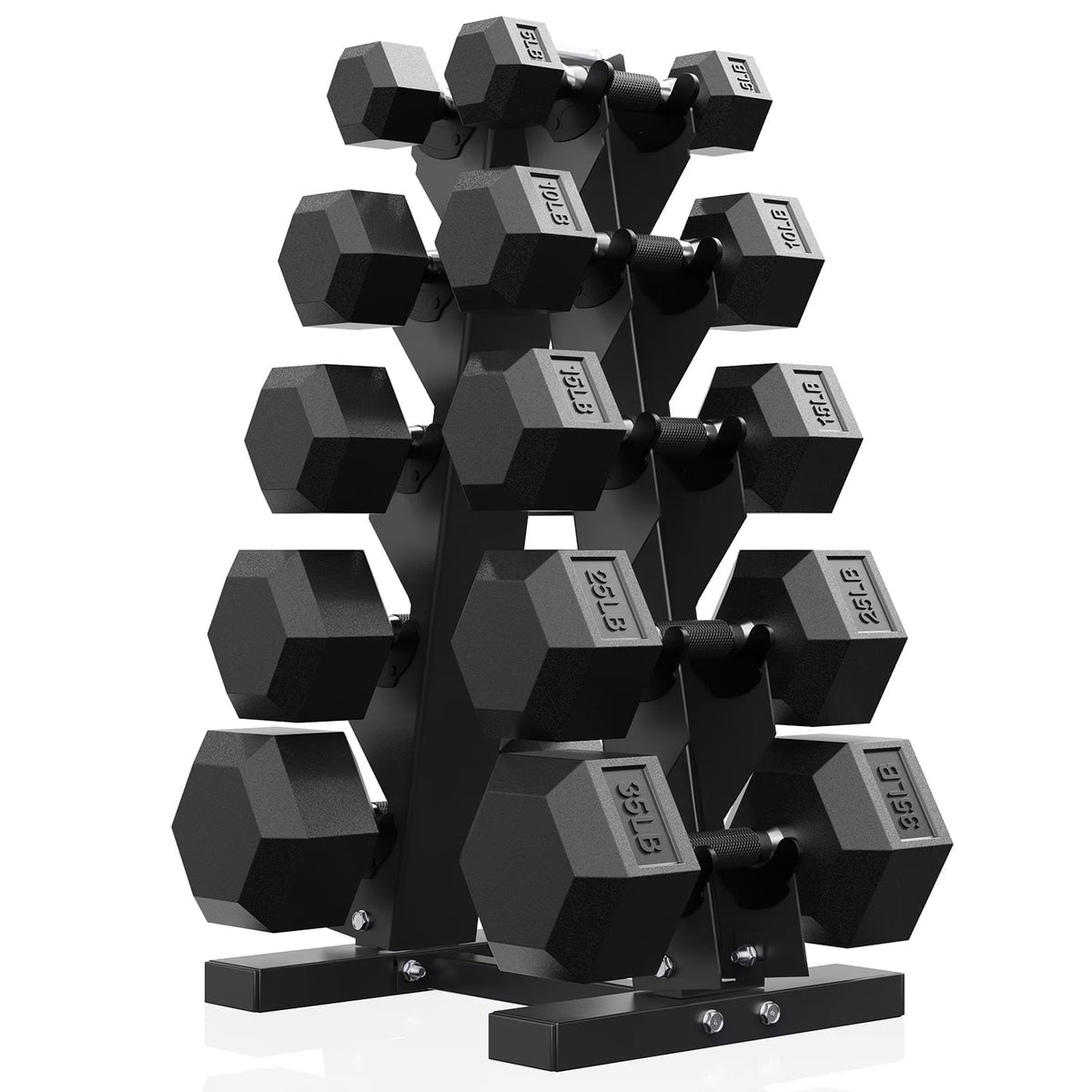 ROALW 180 lb Hex Dumbbell Set with Rack (5/10/15/25/35 lb), Home Gym