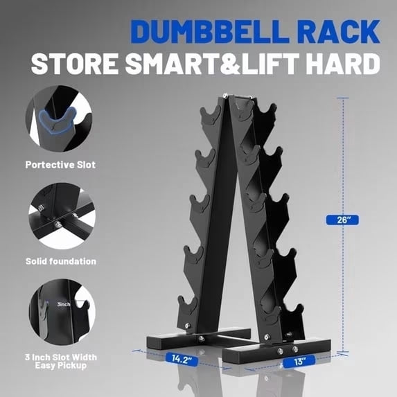 ROALW 200 lb Rubber Hex Dumbbell Set with Rack(10-30 lb Pairs), Home Gym