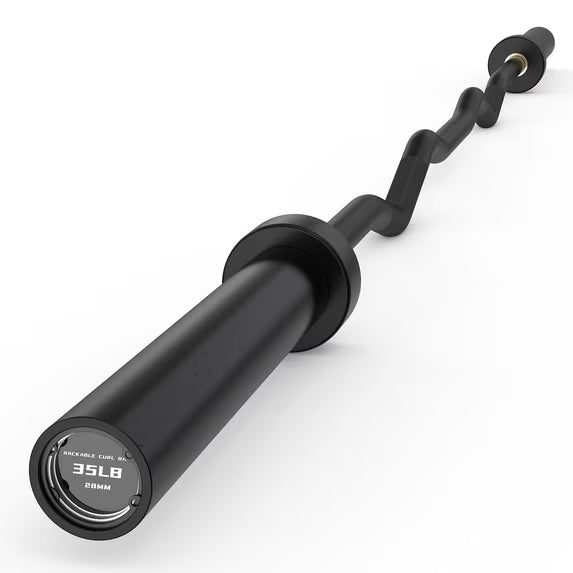ROALW 74-Inch Rackable EZ Curl Bar, Olympic Barbell for Bicep & Tricep Workouts - 700 LB Capacity, Compatible with 2-Inch Weight Plates, Ideal for Home Gym Strength Training, Black