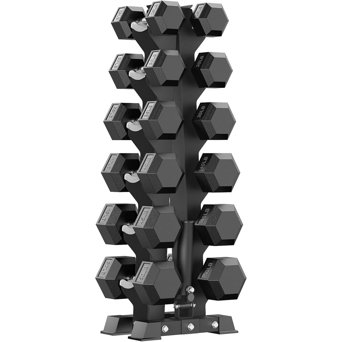 ROALW 450 lb Hex Dumbbell Set with Rack (25/30/35/40/45/50 lb), Home Gym