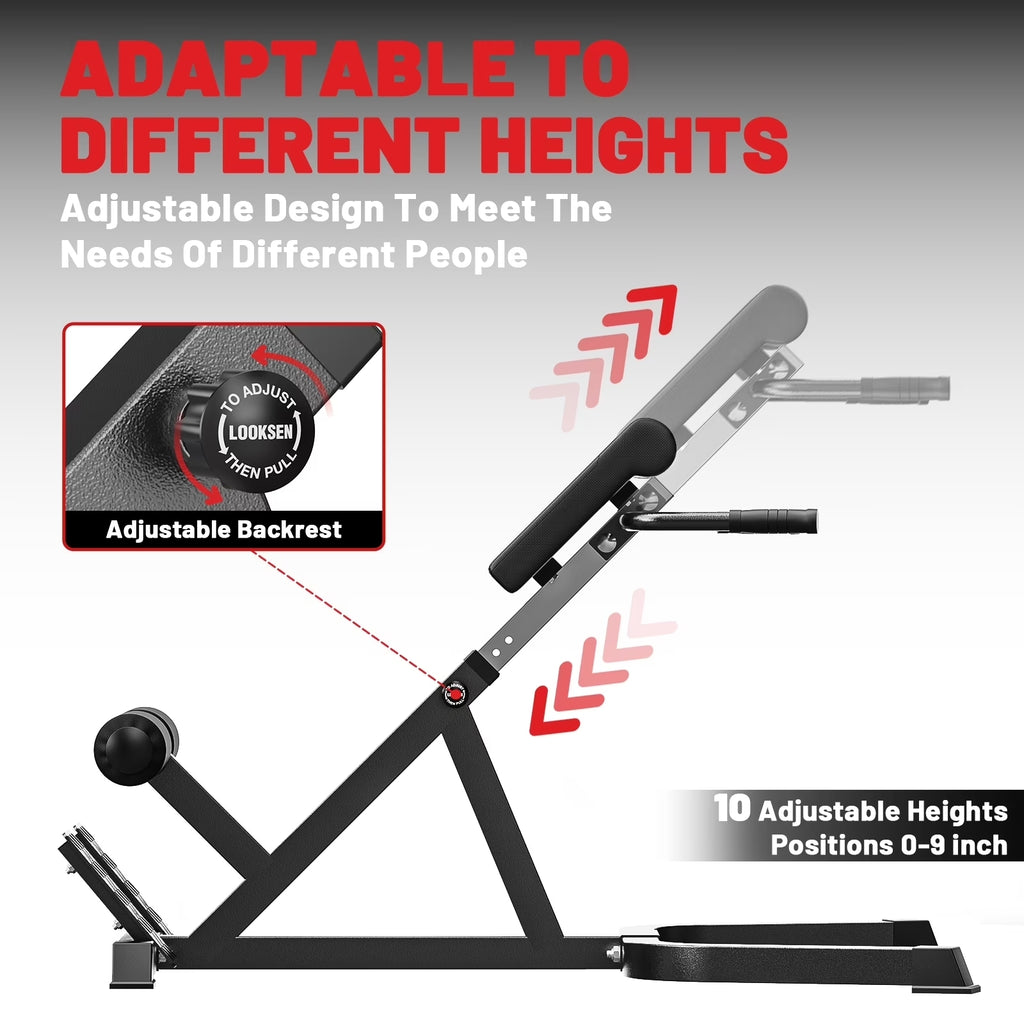 ROALW Roman Chair Hyperextension Bench, 300lb Capacity, Home Gym